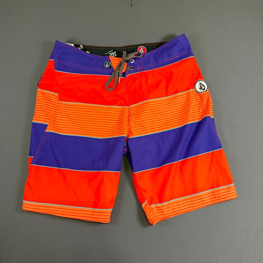 Volcom V2S Board Shorts 2-Way Stretch Orange Blue Men's 34 Surf Swim